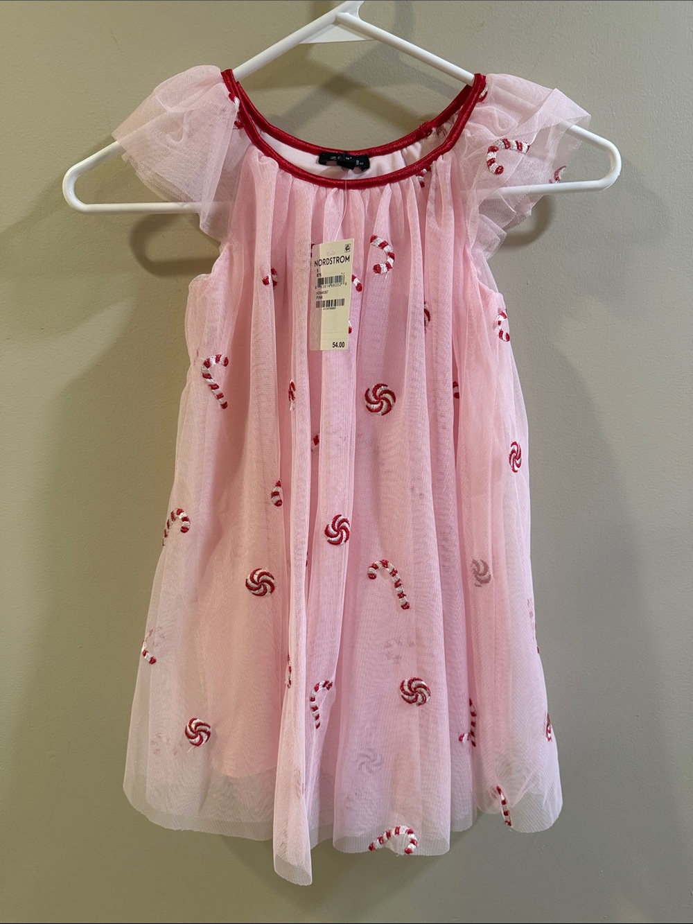 Nordstrom Girls Pink Dress with Red Candy Accents